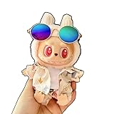 Beach Day Doll Outfit Set for Labubu: Tropical Coconut & Lemon Print Short Sleeve Shirt, Shorts, Sunglasses for 1st/2nd/3rd Gen forLabubu Collectible Figures (Light Coco)