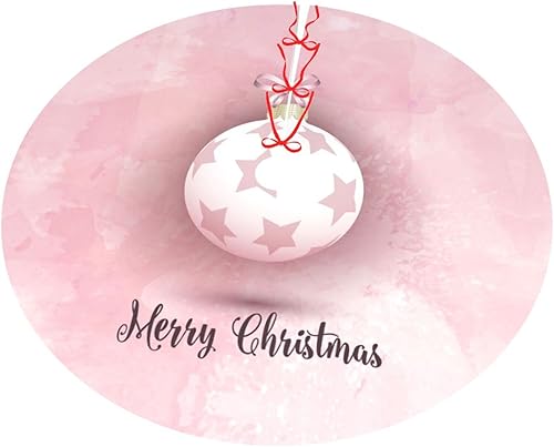 Miniatura 3 de Falda de árbol de Navidad estampada con bola de Navidad rosa de 48 pulgadas, faldas de árbol de Navidad decoraciones para fiestas de vacaciones,