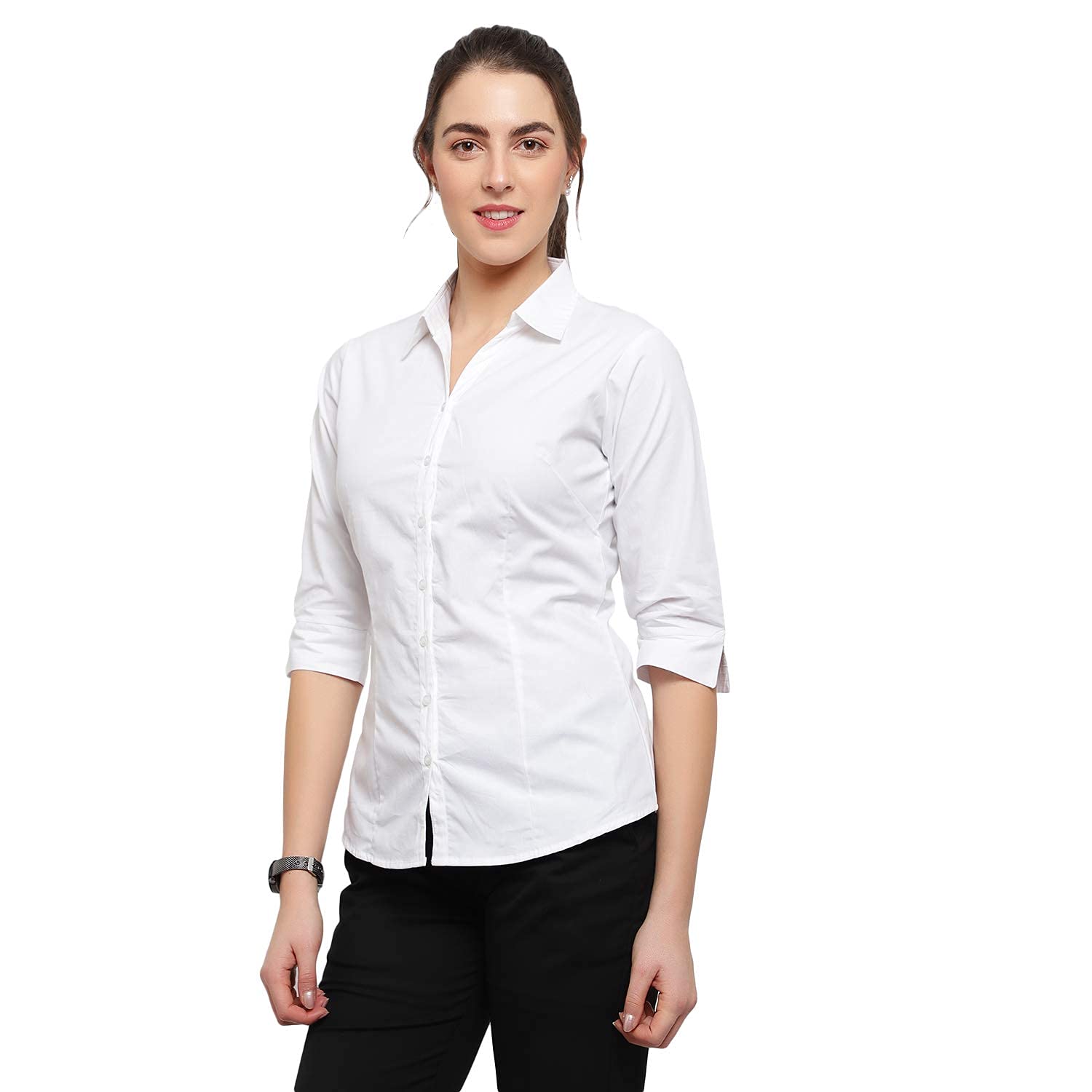 Organic Cleansewomen Slim Fit Solid Cotton Casual Formal Shirts