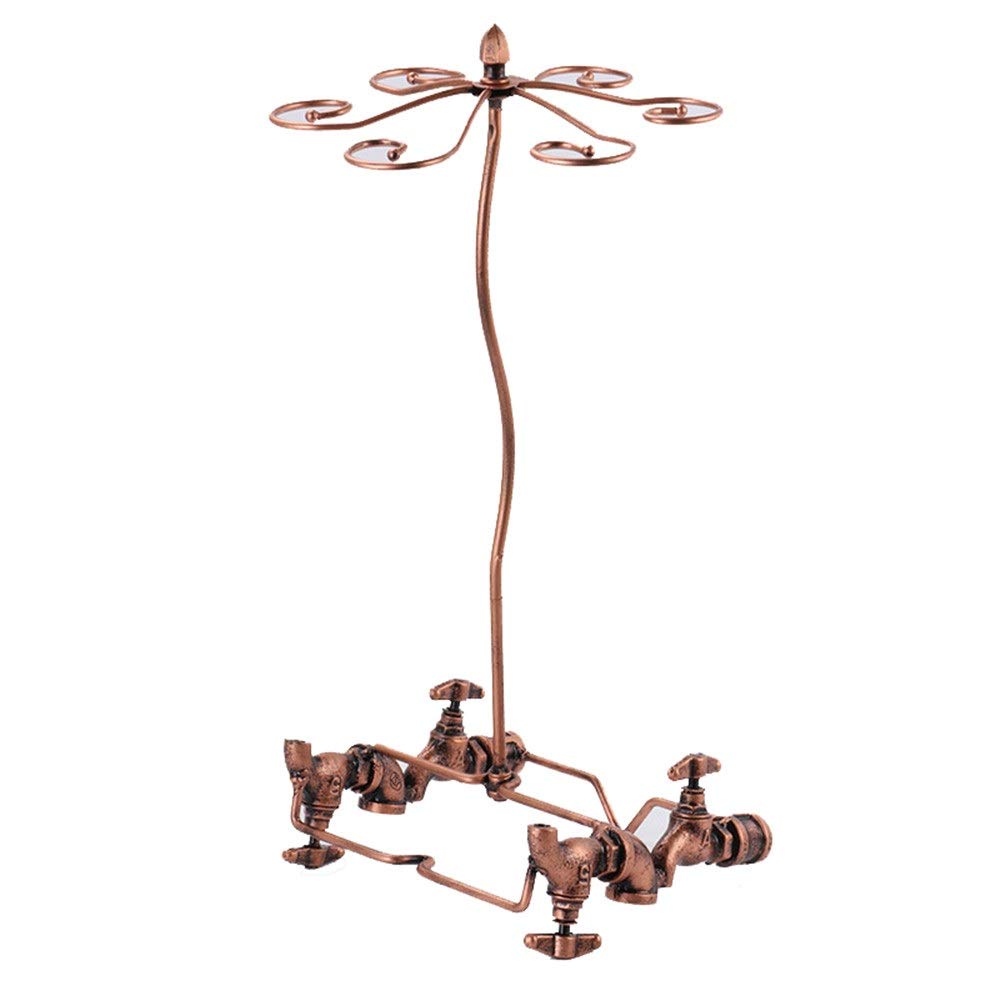 Rack à verres à vin suspendus avec 6 crochets stables en bronze