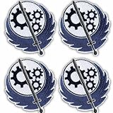 Set of Four - Patchion Fall Boy Out 4 Brotherhood of Steel Logo - Black Hook and Loop - Embroidered Patch/Badge/Emblem