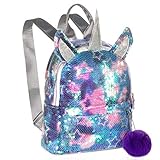 【2】Mochila Unicornio de lentejuelas de moda: con dos correas de hombro ajustables y un asa superior para niños pequeños de todas las edades, y le permite ajustar cómodamente y fácilmente esta mochila para adaptarse a mujeres y niñas de diferentes tamaños.