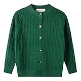 Danny D Boys & Girls Solid Knit Cable Cardigan Sweater Round Neck Long Sleeve Button Up School Warm Tops Coat (US, Age, 4 Years, Green)