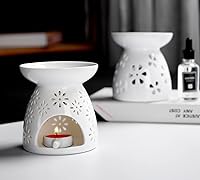 Vista 5 de Lawei Juego de 3 portavelas de cerámica, quemador de aceite esencial, quemador de cera derretida, difusor de aroma de aromaterapia para decoración