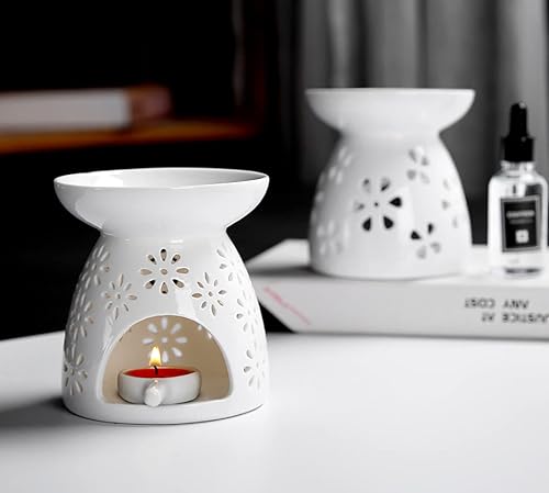 Miniatura 5 de Lawei Juego de 3 portavelas de cerámica, quemador de aceite esencial, quemador de cera derretida, difusor de aroma de aromaterapia para decoración