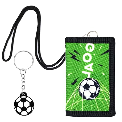 cartera niño, billetera de fútbol billetera infantil con cuerda, moneda, tarjeta de bolsillo con 30% de descuento, billetera infantil con llavero de fútbol, billetera infantil regalo