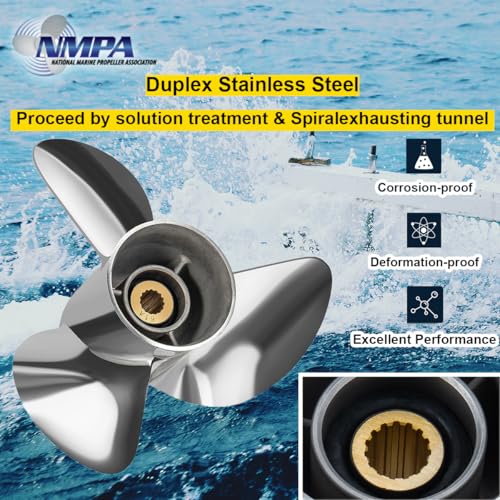 Image of VIF Jason Marine OEM Upgrade Stainless Steel Boat Propeller Compatible with Yamaha 150hp 175hp 200hp 220hp 225hp 250hp F150 F175 F200 F225 Outboard Engines,15 Spline Tooth
