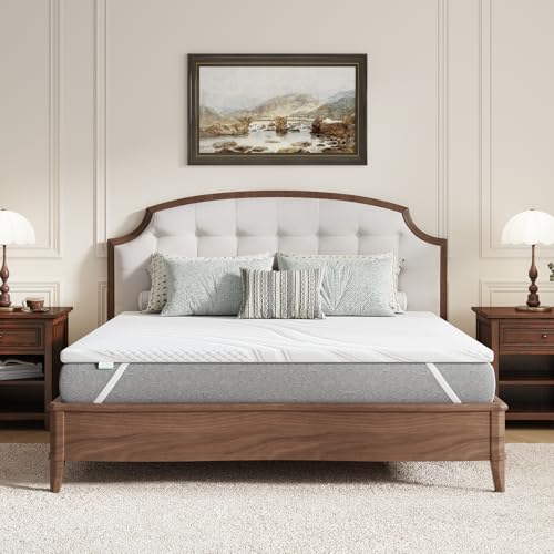 Novilla Topper Colchón Viscoelástico en Gel 135x190cm, 5cm de Grosor, Funda Suave y Transpirable con Cremallera, Desenfundable y Lavable, Base Antideslizante, Envasado al Vacío