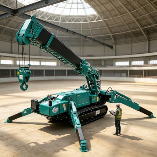 Hydraulic Mini Crawler Crane, Mobile Tracked Crane, Compact Industrial Lifting Equipment, 3/5/8 Ton 10m Telescopic Boom Remote Controlled Hoist Machine for Confined Space Indoor Construction