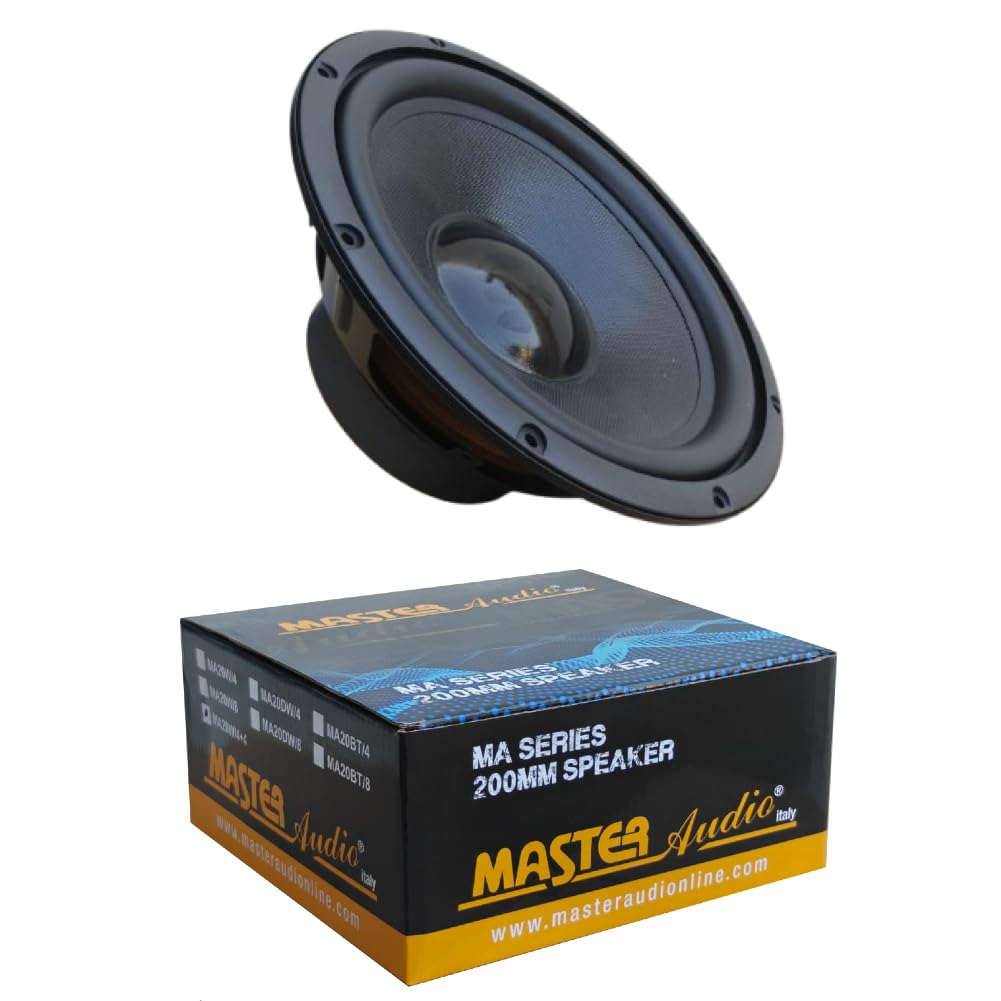 MASTER AUDIO 1 MA20W/4+4 Caisson de Basse 20 cm 200 mm 8" 150 Watts rms 300 Watts Max Double Bobine 4 + 4 ohm Dual Voice Coil Suspension Gomme, 1 pièce