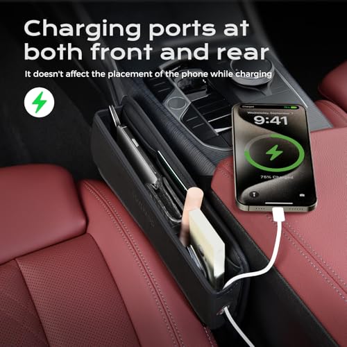 Image of Coverado Universal Car Seat Gap Filler Organizer, Premium Suede Leather Car Seat Side Gap Filler, Seat Gap Storage Box for Suv Truck, Car Interior Accessories, Black-2pcs