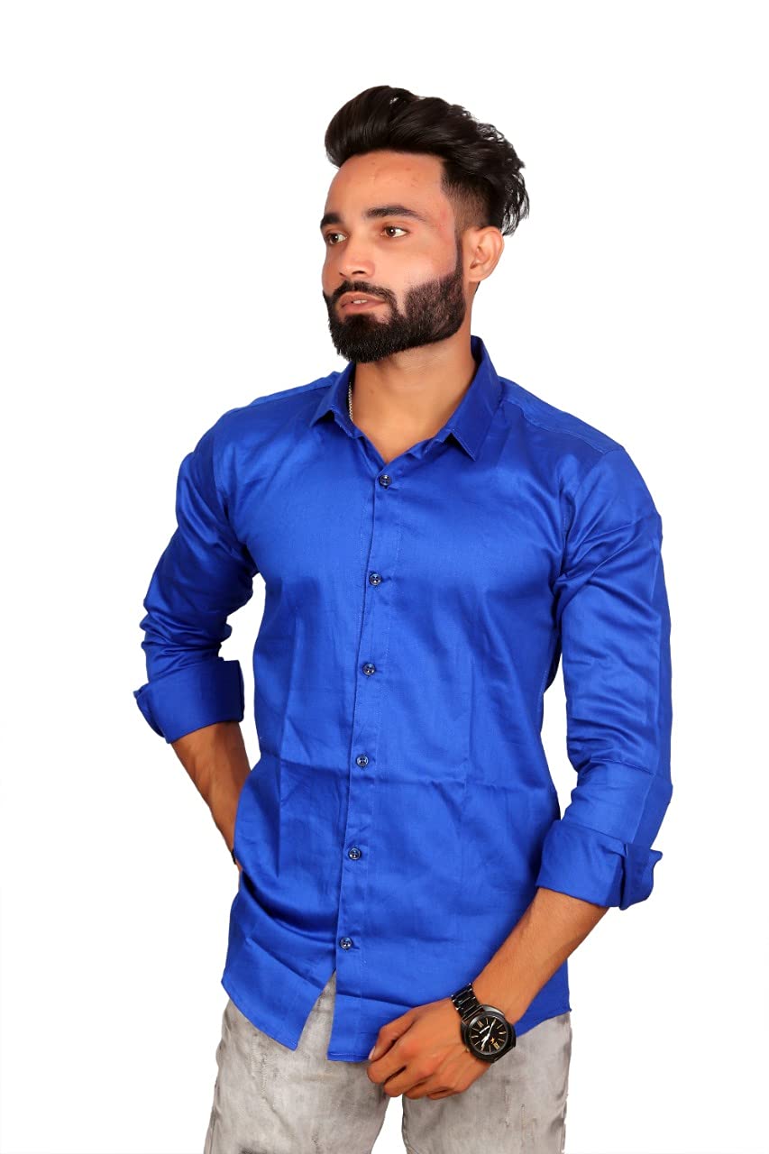 SANGAM Men Casual Shirt | Full Sleeves Formal Slim Fit Plain Office Shirts for Men | Cotton, (Pack of 1)