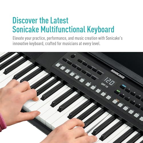 SONICAKE Piano numérique à 61 touches pour débutants Haut-parleurs Bluetooth intégrés, écouteurs, 300 sonorités, 300 rythmes et 80 démonstrations - Les Beatles, Paul McCartney, John Lennon, RIngo Starr, George Harrison SONICAKE Piano numérique à 61 touches pour débutants Haut-parleurs Bluetooth intégrés, écouteurs, 300 sonorités, 300 rythmes et 80 démonstrations – Image 3