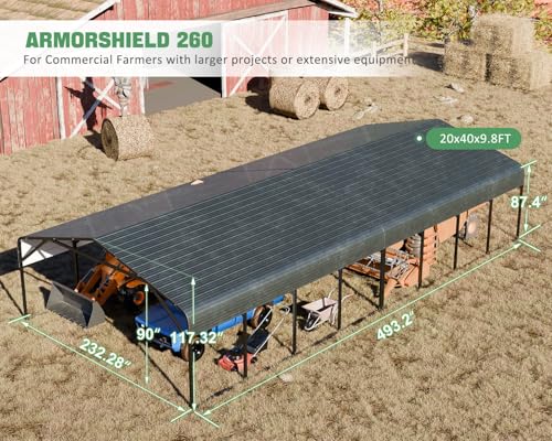 Image of 20x40 FT Heavy-Duty Modular Carport Kit System, Galvanized Steel Frame Commercial Shelter for Boats, Tractors & Dual-Vehicle Storage - 120 PSF & 100 MPH Wind Rated Metal Canopy Reinforced Roof
