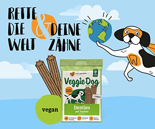 Green Petfood VeggieDog Denties (13 x 180 g) | Adult | Premium Kausnack für Hunde | Tapioka & Kartoffel | Leckerli, Snack & Zahnpflege in einem | vegan | getreidefrei | Ergänzungsfutter | 13er Pack