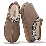 Project Cloud 100% Genuine Leather Womens Slippers w/Genuine Australian Shearling Fur Lining Slippers for Women - Non-Slip EVA w/Memory Foam Fuzzy Slippers Women Footwear (Nerita, Taupe, 8.5)