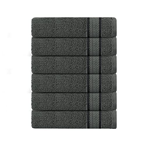 SweetNeedle Super Soft Lot de 6 débarbouillettes 30 x 30 Charbon, 600 g/m² - 100 % Pur Coton filé à l'anneau - Bordure Luxueuse en Rayonne - Idéal pour Un Usage Quotidien Cover