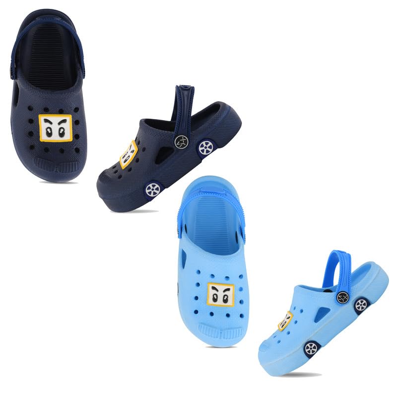 Image of SMARTOTS Pack of 2 Car Design Kids Clogs for Daily Use, Kids Eva Sandals for Boys and Girls with Adjustable Sling Back Strap