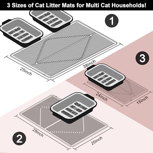 Image of Mofason Silicone Cat Litter Mat XXL - Pink Extra Large Cat Litter Box mat | Waterproof & washable 38 inchx25 inch kitty cat litter mat for floor, extra large litter trapping; cat litter catcher mat easy clean