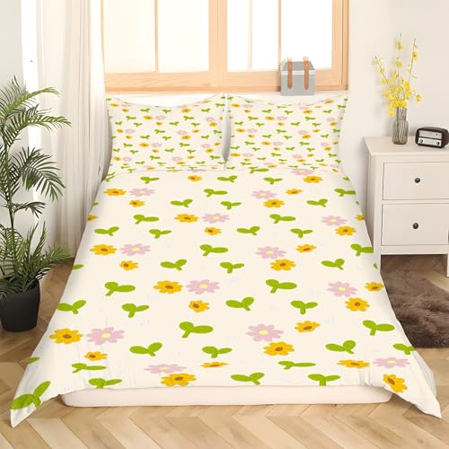 Housse de couette 240x260 tournesol microfibre avec 2 taies
