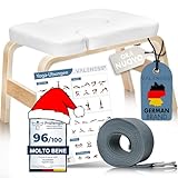 VALENESS® Sgabello Yoga per Verticali - Sgabello Yoga Headstand con Fascia, Poster e Blocco Esercizi - Seduta Yoga per Esercizi Headstand in Legno Massiccio - Attrezzatura e Accessori Yoga a Casa