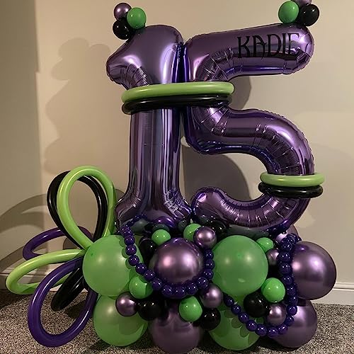 Image of Number 17 Purple Balloons 40 Inch Giant Purple 17 Number Foil Helium Balloons for 17th Purple Birthday Party Supplies 17th Anniversary Events Decorations