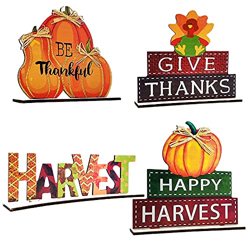 SANKUU Decorative Signs Wooden Centerpiece Signs Harvest Party Thanksgiving Table Decoration