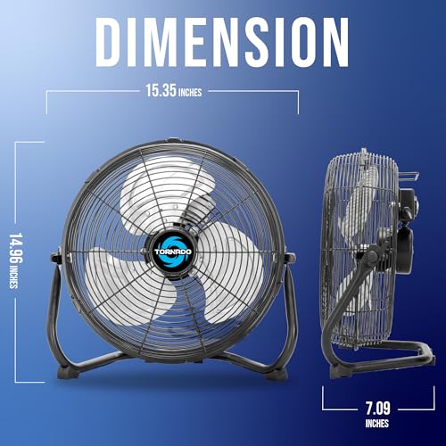 image for Tornado 12 Inch High Velocity Metal Floor Fan, 3-Speed Powerful Coolin