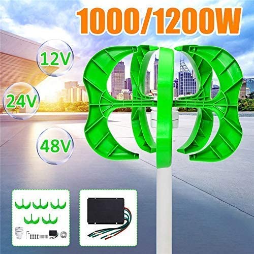 Turbinas eólicas Generador de Viento 5 aspas, 1200W / 1000W Generador de Viento 5 aspas Generador 12/24V/48V Aerogenerador Controlador Vertical (48v 1200w)