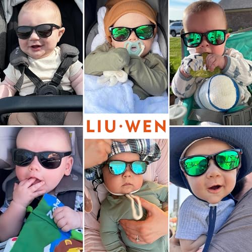 LIU·WEN Polarized Baby Sunglasses with Silicon Strap - Bendable Flexible for Infant Newborn Age 0-18 Months2