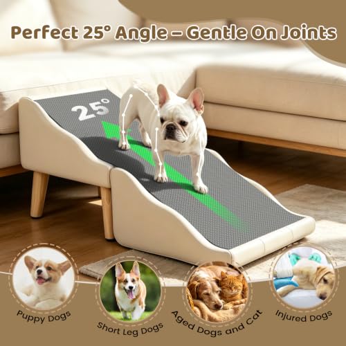 Image of Dog Stairs for Small Dogs 16 inch H, Foldable 2-in-1 Ottoman Dog Ramp for Couch | 2026 New Non-Slip Pet Steps, Pet Ramp Stairs for Small, Puppy, Senior and Injured Dogs (Beige)