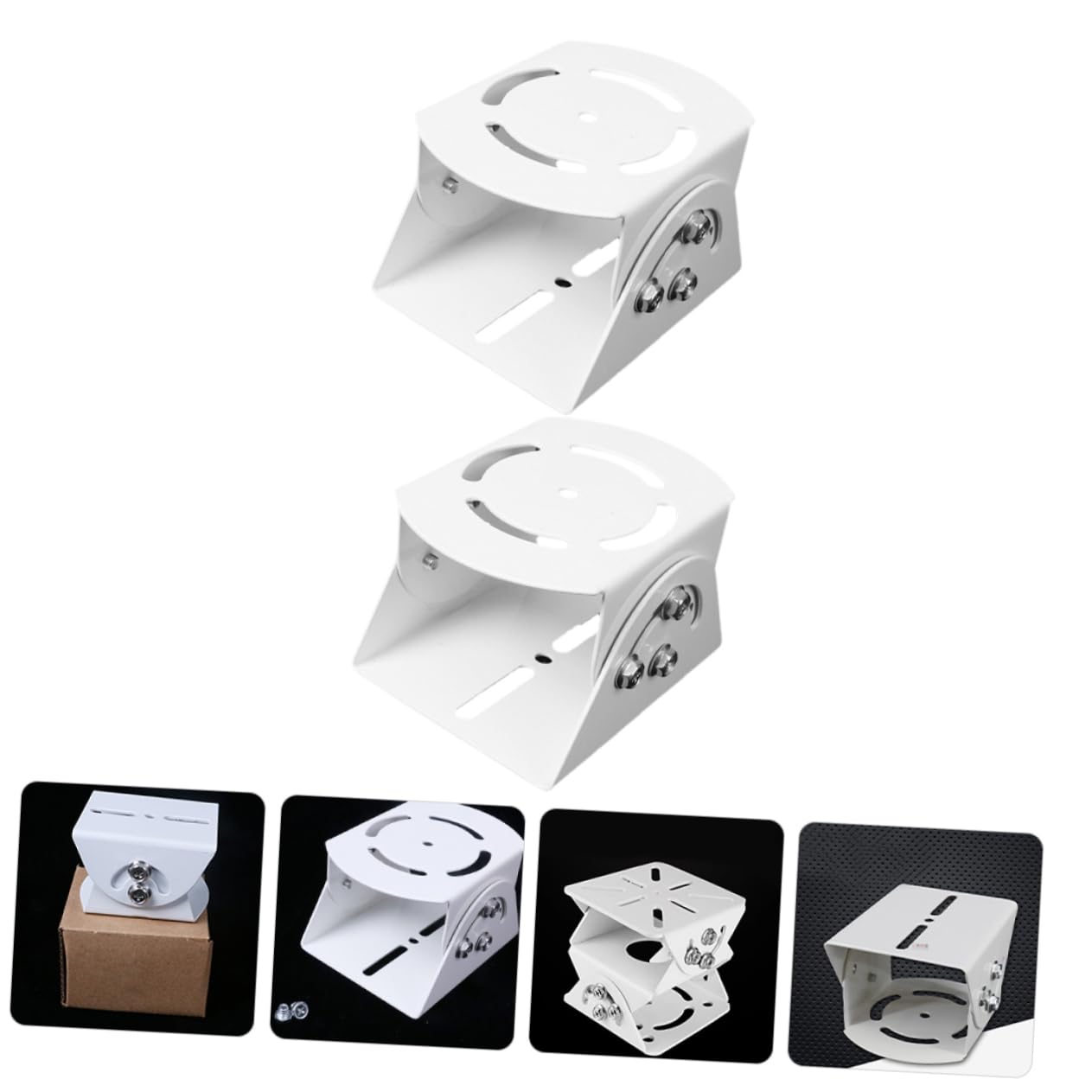 Support pour Caméra de Sécurité Blanc en Acier, 2 Pièces