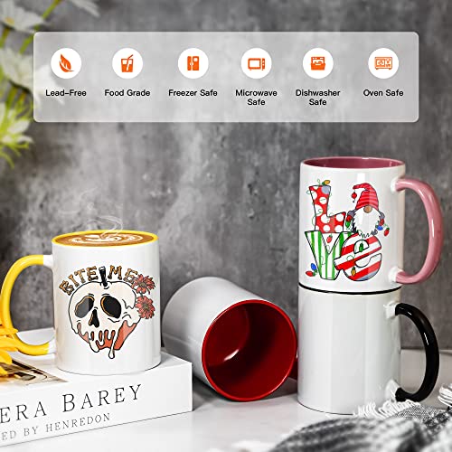 Agh 11 Oz Sublimation Mugs Blank With Colored Inside And Handle, Classic Ceramic Coffee Mugs, 8 Pack #TOP4