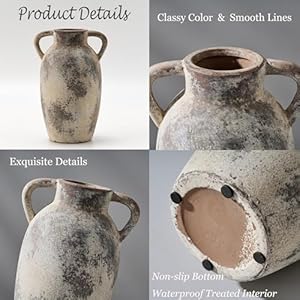 Ceramicvase984inchterracottavasewithhandlesbohodecordecorativevaserusticvaseforhomedecorfarmhouselivingroomtablegray Urban Country Home Decor Ceramic vase 984 inch terracotta vase with handles boho decor decorative vase rustic vase for home decor farmhouse living room table gray urban country home decor