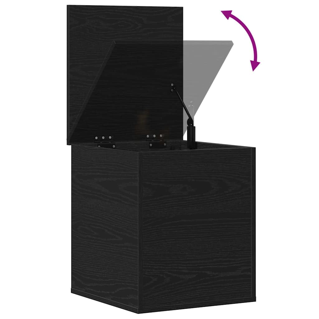 Aufbewahrungsbox Schwarz Eichen-Optik 40 x 42 x 46 cm Holzwerkstoff mit Deckel, Stauraum, Sitztruhe Kiste für Wohnzimmer Schlafzimmer Home Office Ordnung