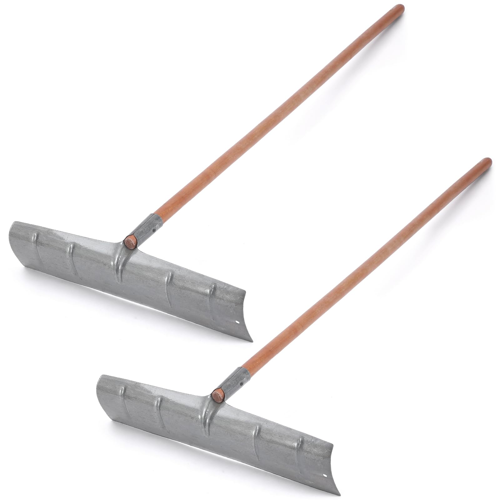 2 pack 60 inch concrete placer with 22 inch wide steel rake head and removable wood handle concrete rake spreading leveling tool for building construction (silver)