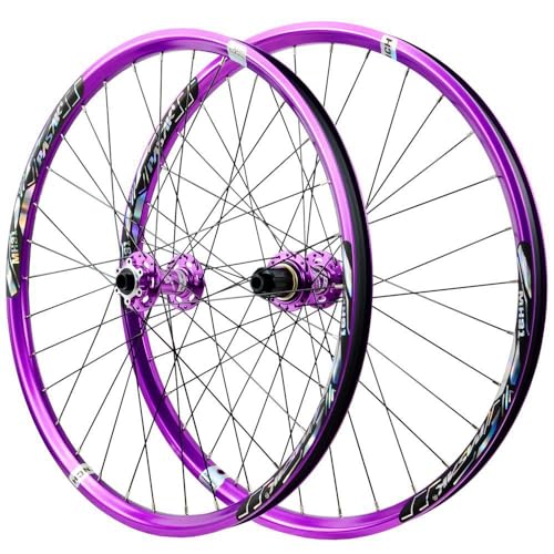 LSRRYD 26 27.5 29 Inch Wheel Set Disc Brake Mountain Bike Thru Axle Wheelset Bearing Hubs 8 9 10 11 12 Speed Cassette Mountain Bicycles Front Rear Rims (Color : Purple, Size : 29inch)