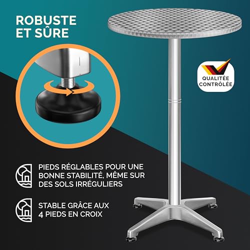 Set 2 Tables Basses Pliantes Inox Ø60 Argent Casaria