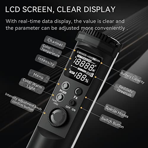 Yongnuo YN100 Soft LED Video Light, 30W 39" Handheld Wand Light, RGB Full Color 2000K-10000K, CRI95+ APP Remote Control for Studio, 31 Scene Effects Stick Light for Video and Photography — view 7