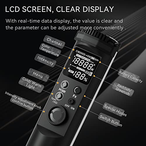Yongnuo YN100SOFT Ice Light with Light Stand, 100cm/39.4in, RGB Full Color 2000K-10000K, APP Remote Control, 31 Special Scene Modes, Stick Light Wand Photography Video Light Tube