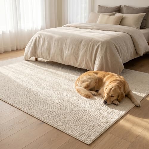 Tapete decorativo antideslizante crema 140x201 cm miniatura 6