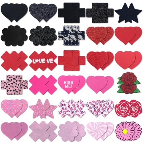Image of Glitters Pasties Rave Pack Nipple Covers Stickers Disposable Sticky Breast Petals Bra Set for Women Rave Outfit Party