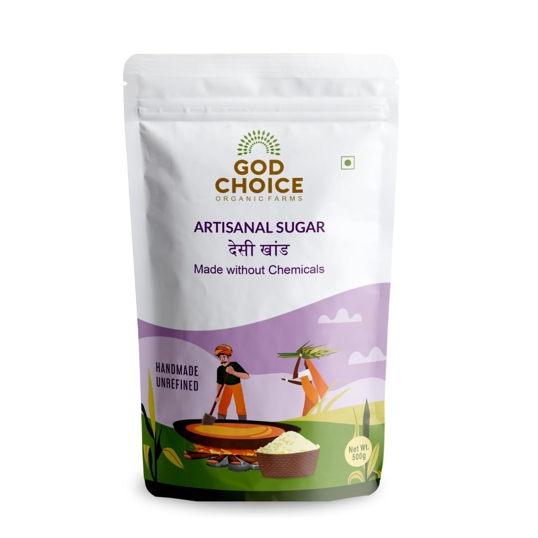 God Choice Organic Farms – Organic Artisanal Sugar/Desi Khand 500gm | Unrefined and Chemical Free | Single Crystallization Pure Desi Khand (Pack of 1) (B0CTKFFZXY) Amazon Price History, Amazon Price Tracker