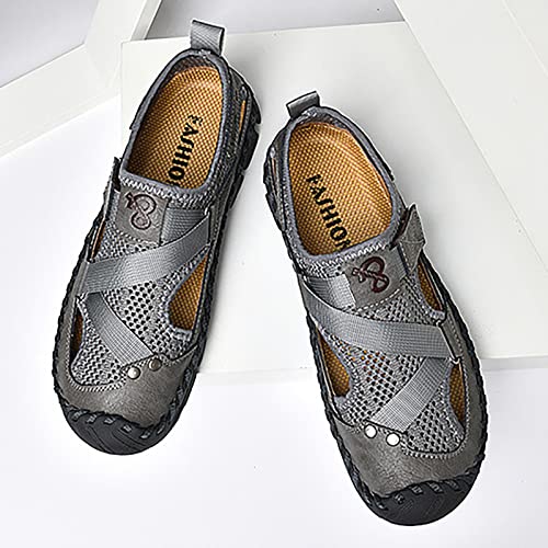ls for Men, Breathable, Korean Edition, Slip-on Beach Leather Shoes, Made of Cowhide Leather, Winter Shoes for Men Grey2