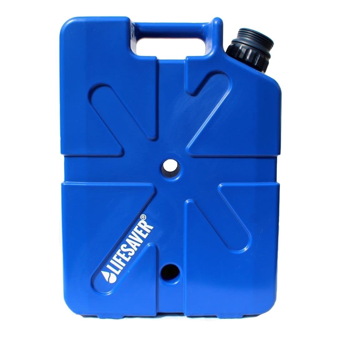 LifeSaver® Jerrycan | Wasserfilter Kanister (18,5L) filtert 99,9999% aller Bakterien | Wasseraufbereitung Trinkwasser Camping bis zu 20.000 Liter | Tragbarer Wasserentkeimer Notfallvorsorge (Blue)
