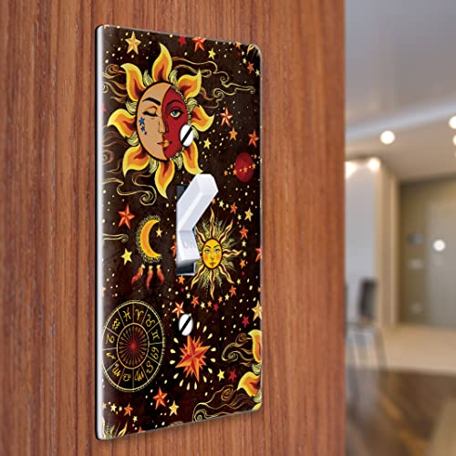 Plaque murale interrupteur à bascule cache prise design celestial sun moon stars rose - 4