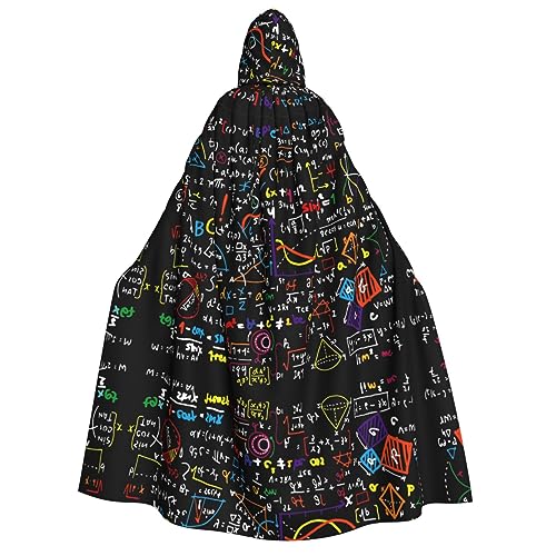 QHWLR Math Formula print Adult Decoration Cape Halloween hooded cape Fashion cosplay party witch costume