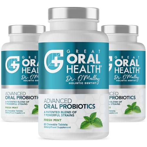 Image of Oral Probiotics for Mouth Bad Breath Treatment for Adults: Dentist Formulated BLIS K12 M18 Advanced Oral Probiotics for Teeth and Gums, 60 Chewable Oral Health Probiotics Supplement Tablets (Mint 3pk)