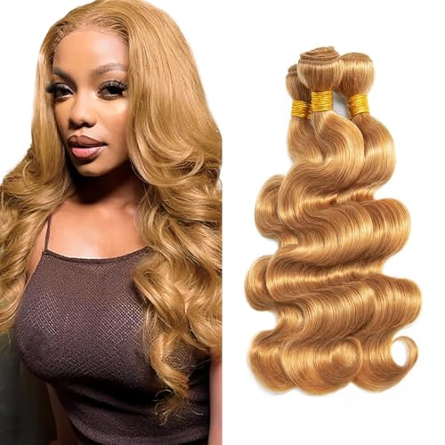 Extensions cheveux humains 30 pouces contre le manque de volume : tissage body wave blond miel #27