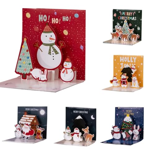 Cartão pop-up 3D com envelope, mini cartões pop-up para crianças, cartões de felicitação feitos à mão para o Natal, cartões de Natal 3D para cartões postais de Natal, presentes para o dia de Natal